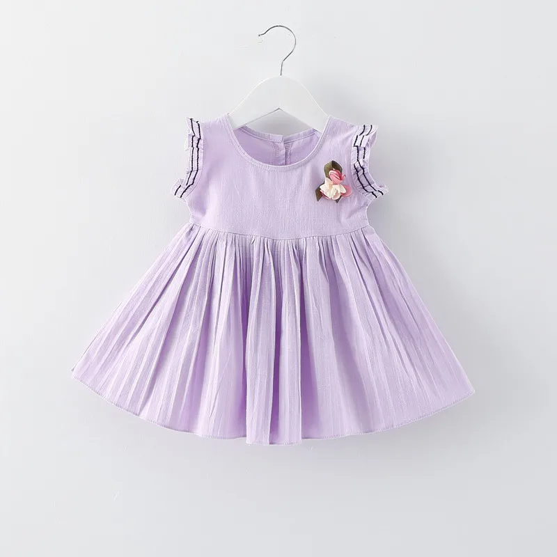 Младенческая летний день рождения рукавов принцесса цветочные платье dress