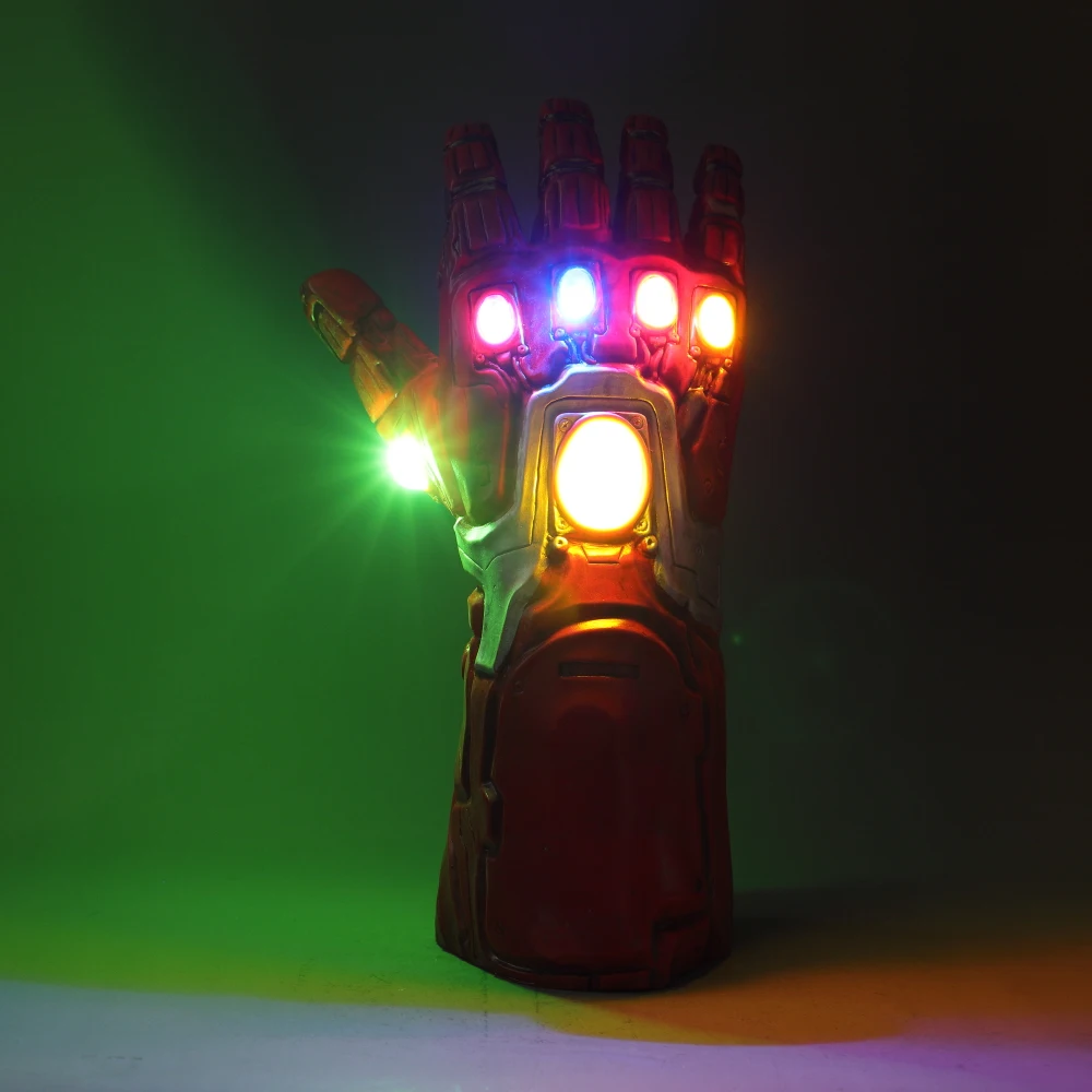 Мстители 4 завершающей Железный человек Бесконечность перчатку светодиодный светильник Косплэй Arm танос латексные перчатки руки супергероев Marvel оружие вечерние реквизит