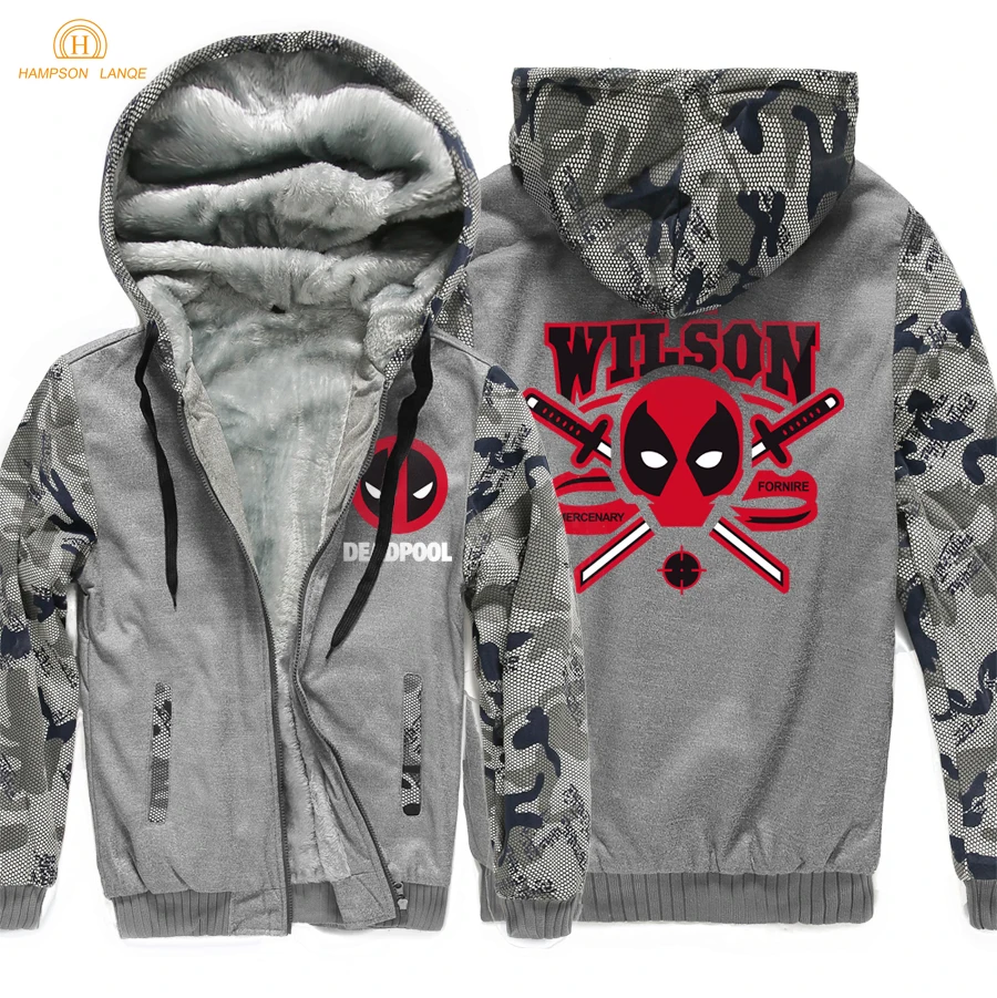 

Super Hero Newest Deadpool Hoodie Men 2019 Winter Warm Wade Wilson Hip Hop Mens Sweatshirts Thicken Men's Tracksuit Brand Coat