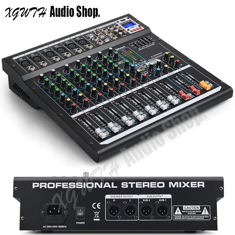 US $159.60 8 Channels Audio Mixer Professional DJ Mixing Console With Digital DSP Effects With Bluetooth USB 48V Phantom Power For Stage