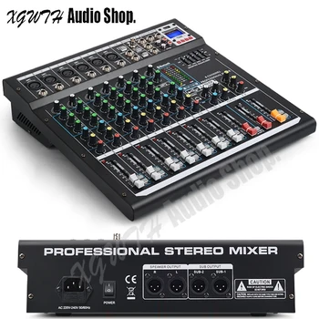 

8 Channels Audio Mixer Professional DJ Mixing Console with Digital DSP Effects with Bluetooth USB +48V Phantom Power for Stage