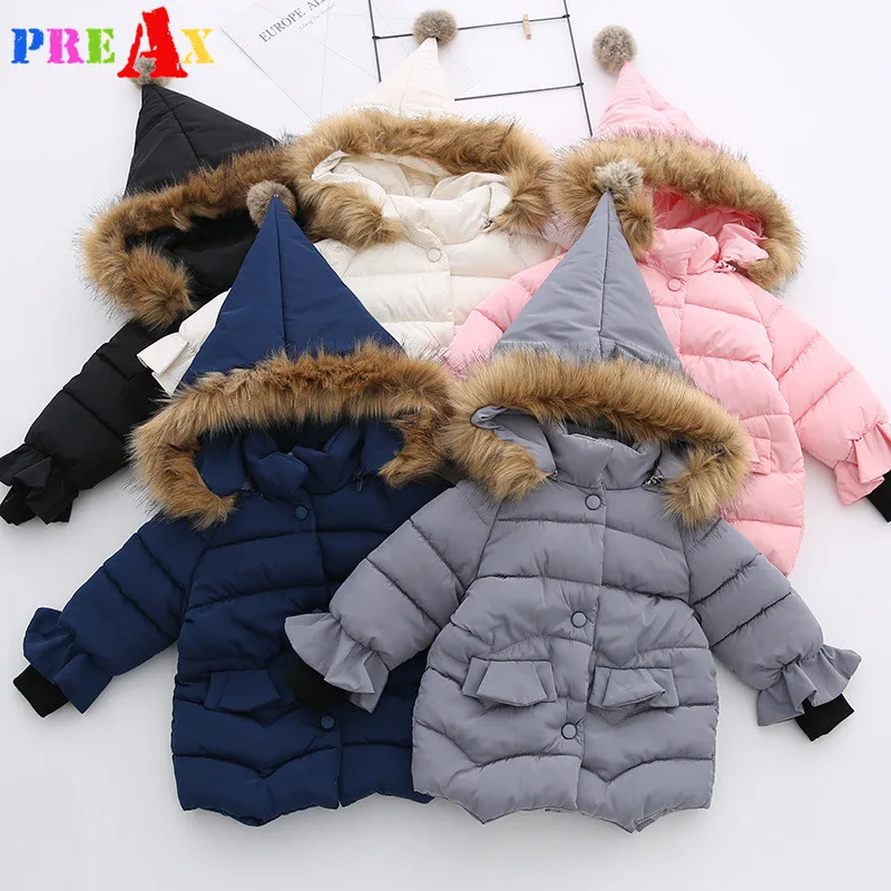 

Brand Design High Quality Baby Girls Cotton Coat Winter Warm Parkas Fur Hooded Coats Infant Toddler Girl Winter Princess Clothes