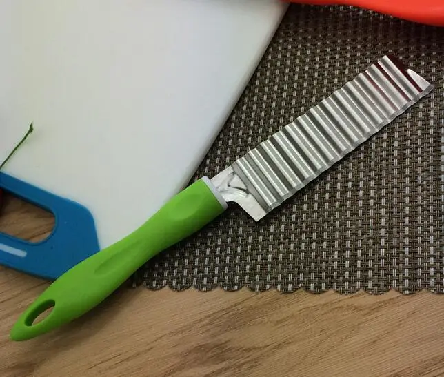 100pcs Potato French Fry Cutter Stainless Steel Kitchen Accessories Serrated Blade Easy Slicing Banana Fruits Potato Wave Knife