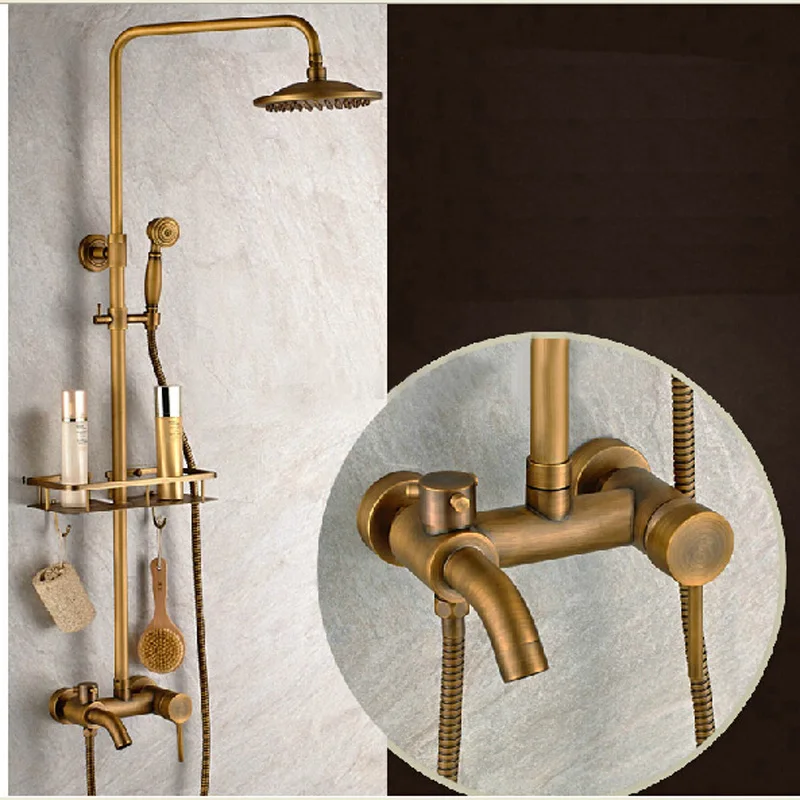 Hot-Sale-Wholesale-And-Retail-Promotion-Modern-Antique-Brass-8-Rain-Shower-Faucet-Single-Handle-Tub