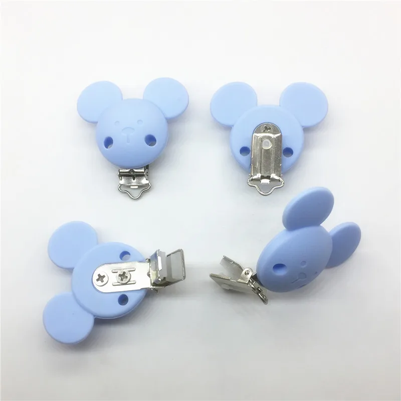Chenkai 10PCS BPA Free Silicone Mickey Pacifier Dummy Teether Chain Holder Clips DIY Baby Mouse Animal Nursing Toy Accessories