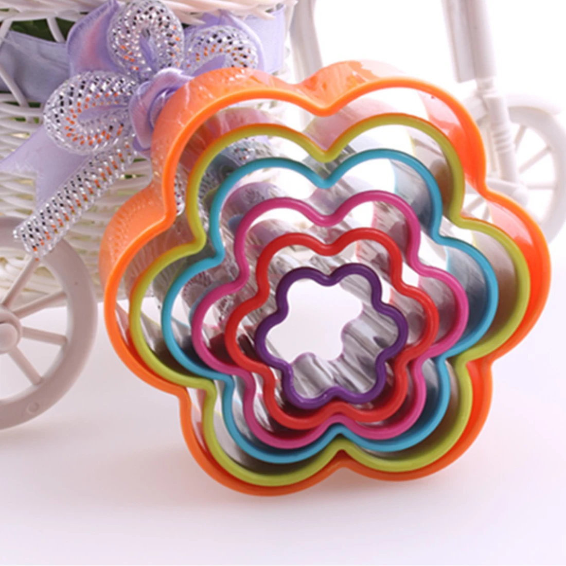 

5Pcs/set Plastic DIY Star Tree Round Heart Flower Sugarcraft Tool Fondant Cake Cookie Cutter Mold Biscuit Pastry Mould