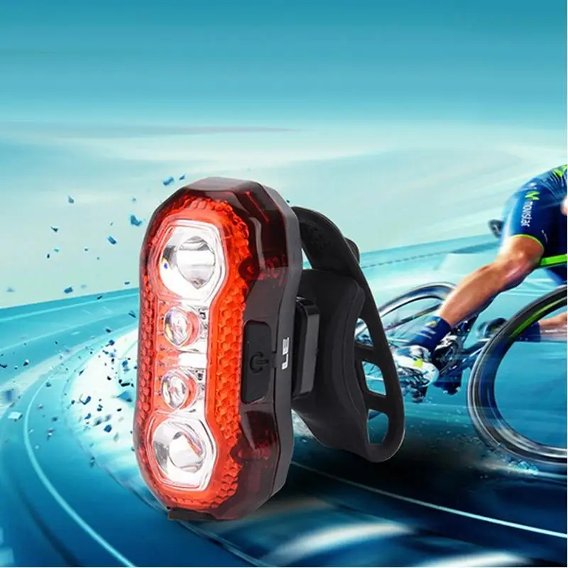 Best Tail light 150lm 4 LED USB rechargeable bicycle bike rear tail safety warning light front headlight 5
