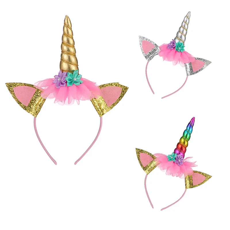 

MEIDDING Unicorn Headband Kids Birthday Party DIY Supplies Gold Sliver 1st Birthday Baby Shower Unicorn Balloons Decoration