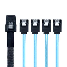 LBSC 3FT Internal SFF8087 Mini SAS 36pin Male W/ Latch To SATA 7Pin Female (X4) Forward Breakout Cable