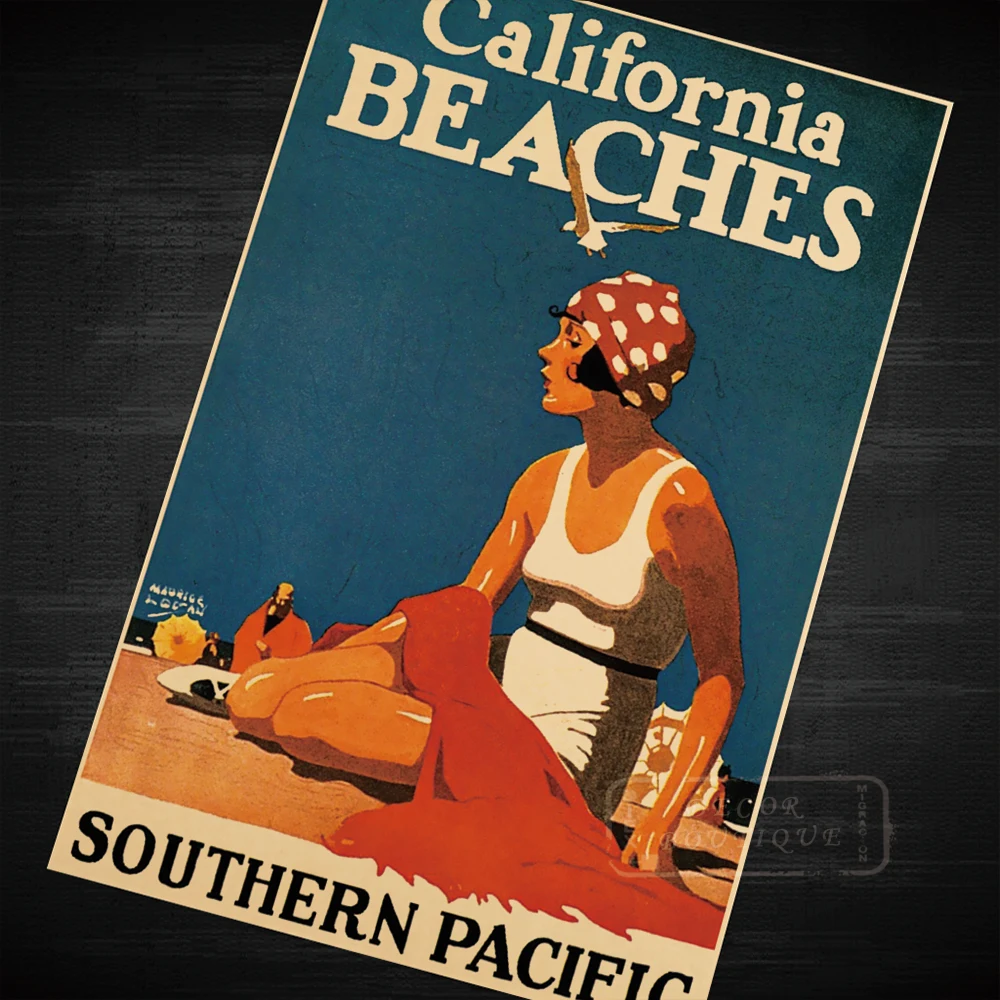 California Beaches Vintage Travel Surf Beach Poster Retro Canvas