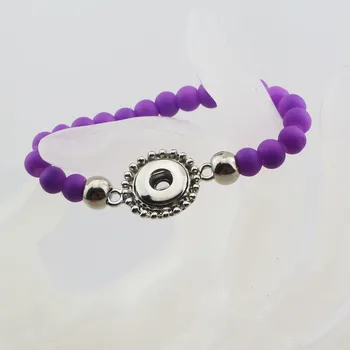 

10Colors to choose! 10pcs Children Bracelets Colorful 6mm Beads 12mm metal Snap Metal Button Bracelets 15cm For Kids