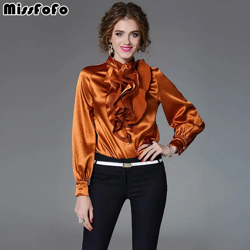 MissFoFo-2018-New-Fashion-Office-Lady-s-Shirt-Solid-Stand-Button-Size-S ...