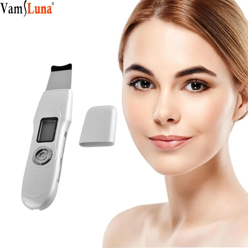 Digital LCD Rechargeable Ultrasonic Facial Dead Skin Scrubber Spatula Remover Cleanser Anti