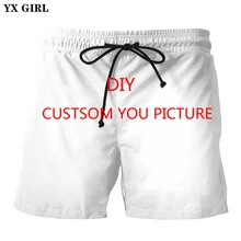 YX девушка 3d пользовательские полный печати шорты мужские пляжные шорты плюс размер S-5XL Высокое качество Мужские шорты на заказ полная печать Прямая
