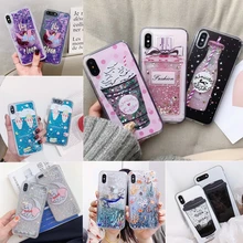 Funda de elefante de Luna Dumbo, funda blanda de silicona líquida para iPhone X XR XS MAX 7 8 Plus 6 6 S, fundas ostentosas de estrellas con brillo de café y unicornio