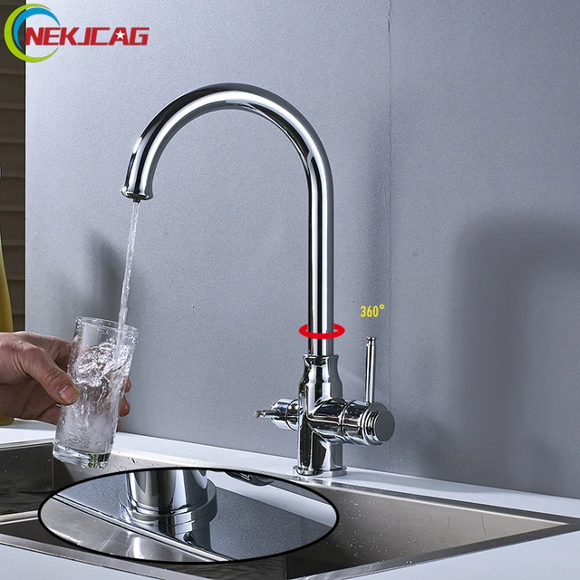 Best Price  Kitchen Faucet Deck Mounted Sink Drinking Faucet  360 Degree Rotation Faucets With Plate