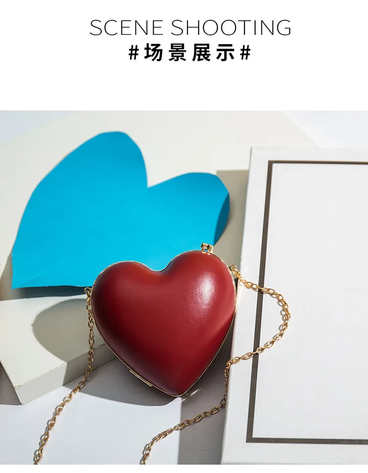 New cute Love Crossbody Tanabata Gift Red Heart Shape Shoulder Bag Lover Chain Female Bag Versatile Funny Bag Bolsa Feminina