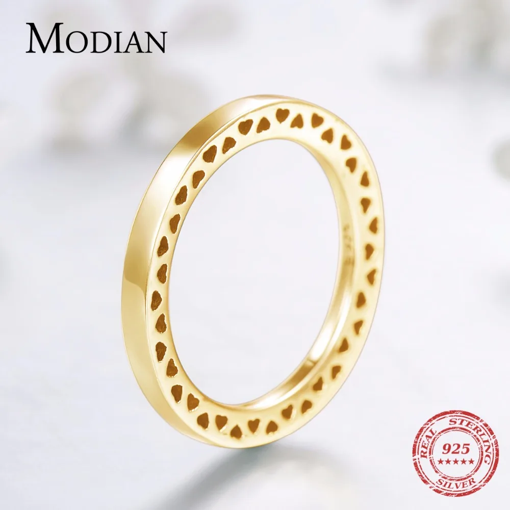 Modian, 3 цвета, настоящее 925 пробы, Серебряное сердце, кольца, простые, штабелируемые, модные, инстаграм, ювелирные изделия для женщин, тонкая пара Gfit