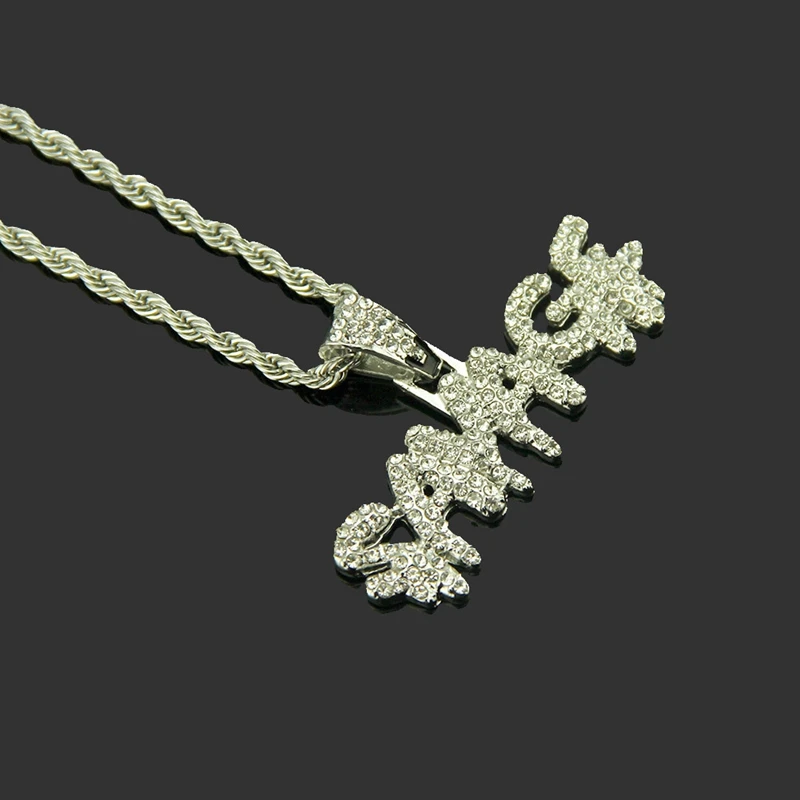 

Hip Hop Necklace Brass Gold Color Iced Out Chains Micro Pave Cubic Zircon SAVAGE Pendant Necklace Charm For Men Gifts