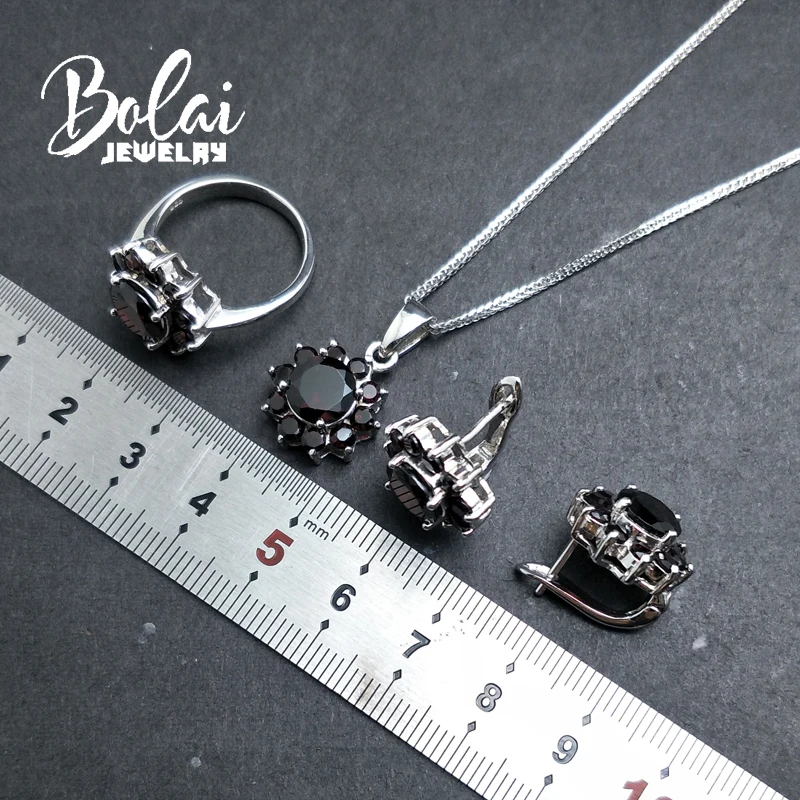 Bolaijewelry, натуральный кулон, ожерелье или кольцо или серьги, ювелирный набор из серебра 925 пробы для женщин, элегантный свадебный подарок