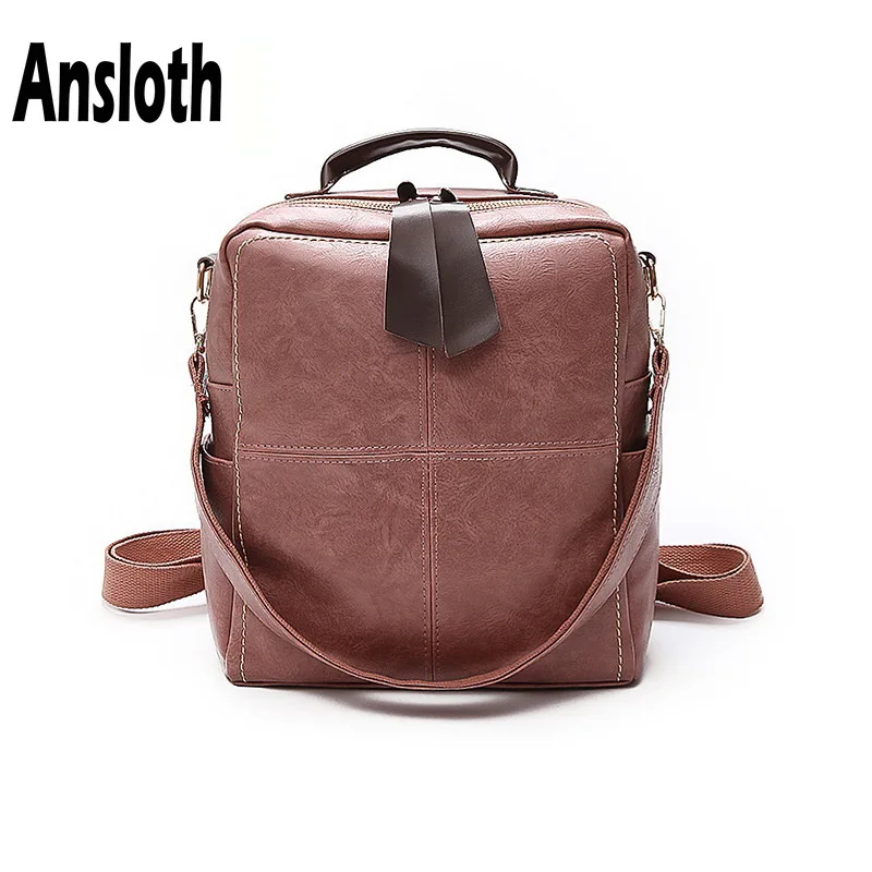 Ansloth из мягкой искусственной кожи рюкзаки женский модный пэчворк сумки на плечо
