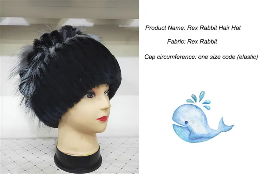 Новая акция осенне-зимняя шапка из кроличьего меха женская вязаная шапка из кроличьего меха Лисий меховой цветок теплая Повседневная женская шапка