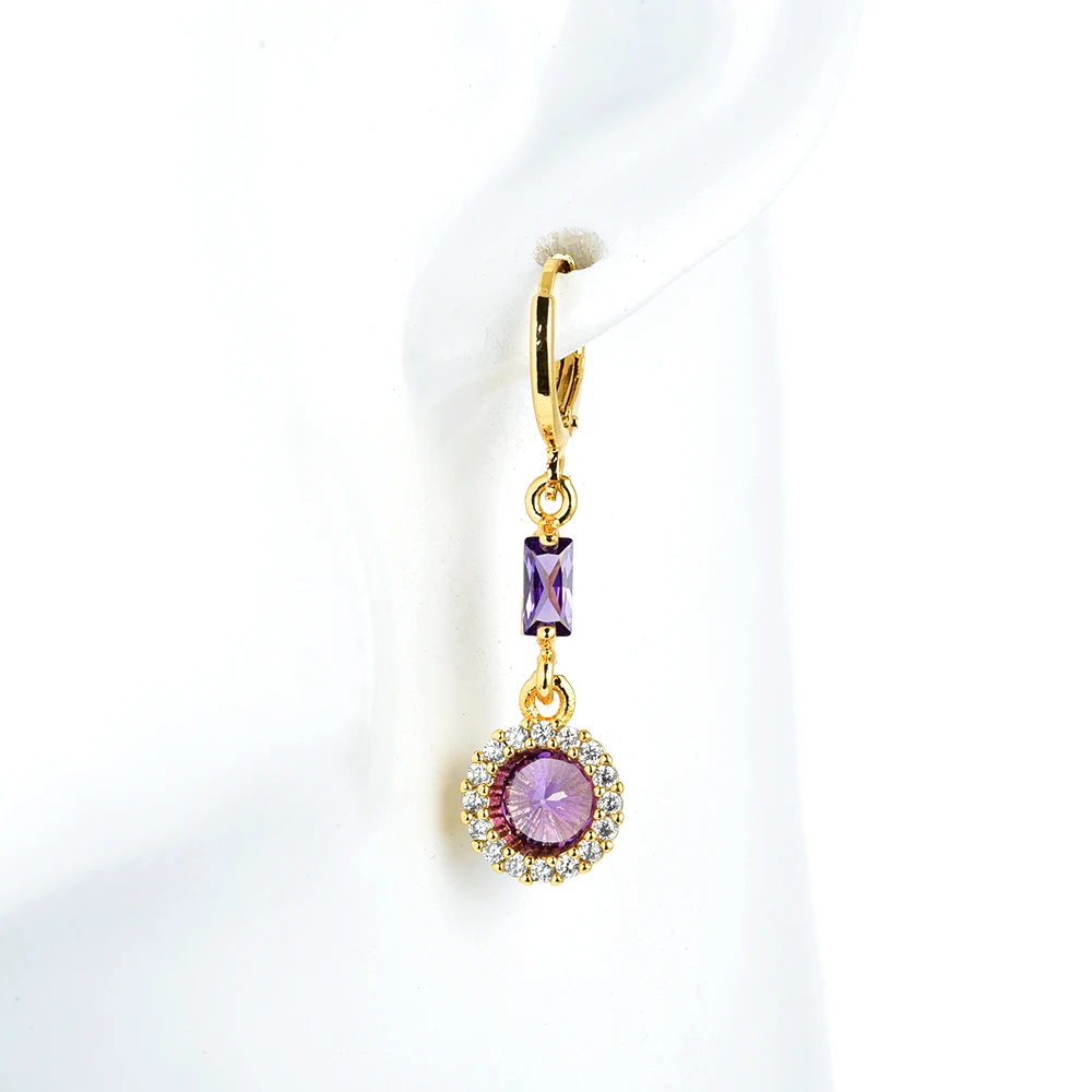 Fashion Gold Color CZ Drop Earrings for Women Girls Jewelry Wedding Party Gifts