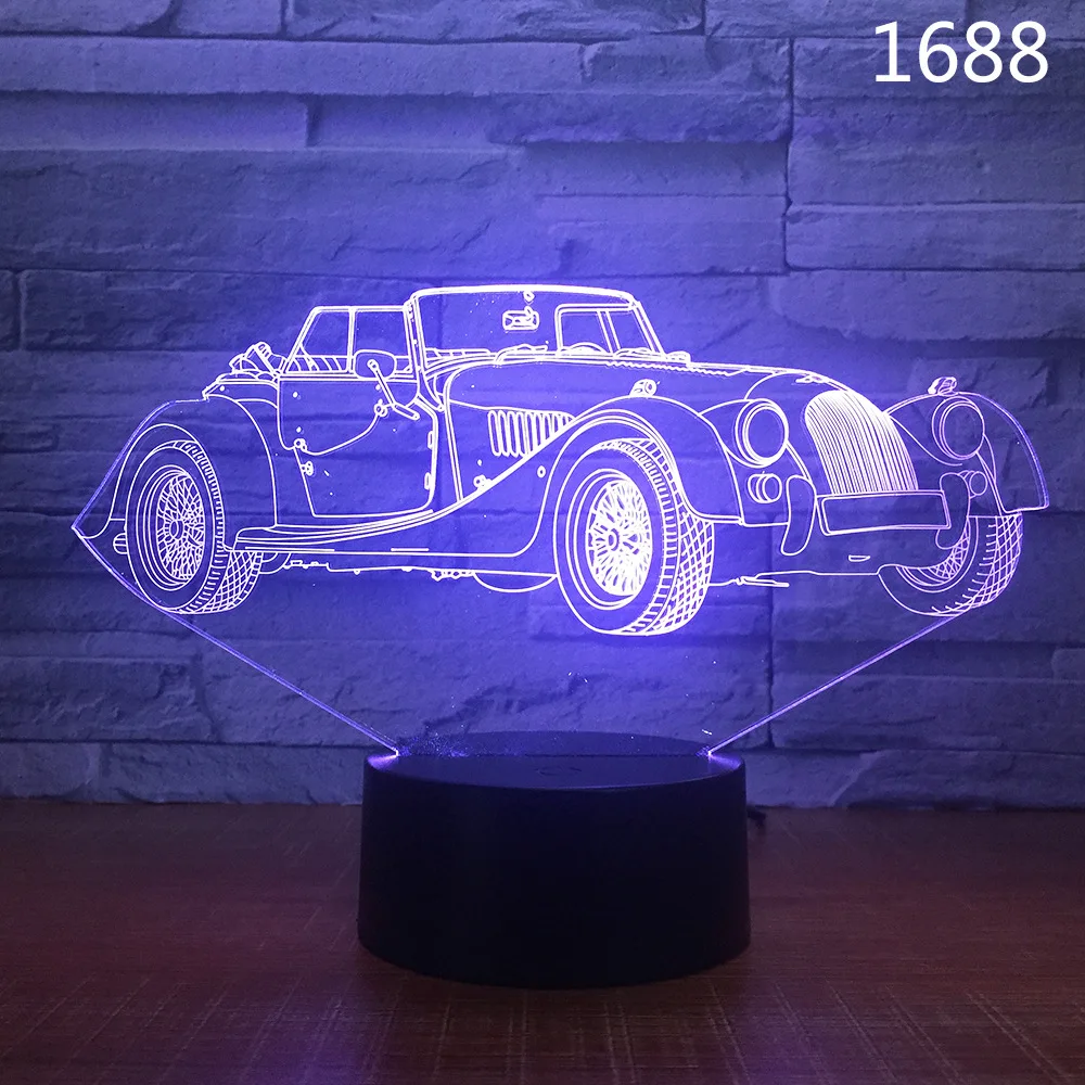 По форме спортивного автомобиля 3D ночник 7 цветов Изменение светодиодный ночник USB Умный дом украшение Новинка лампа Индукционная настольная лампа - Цвет: Style 15