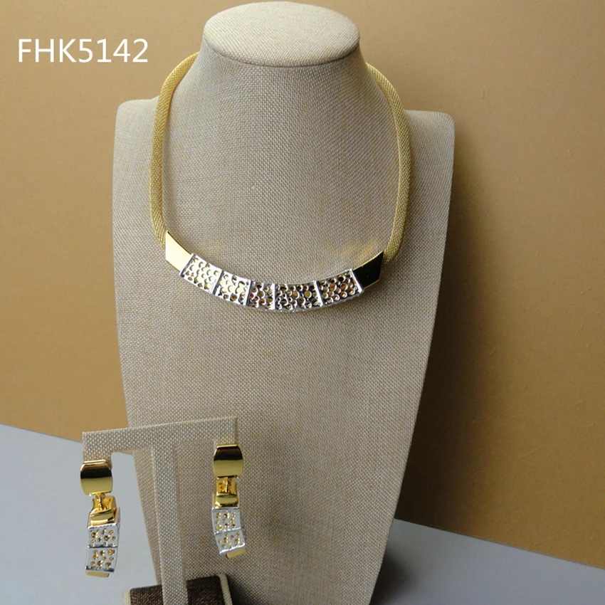 

2019 Yuminglai High Class Italian Design 24K Dubai Costume Jewelry Sets Necklace and Earrings FHK5142