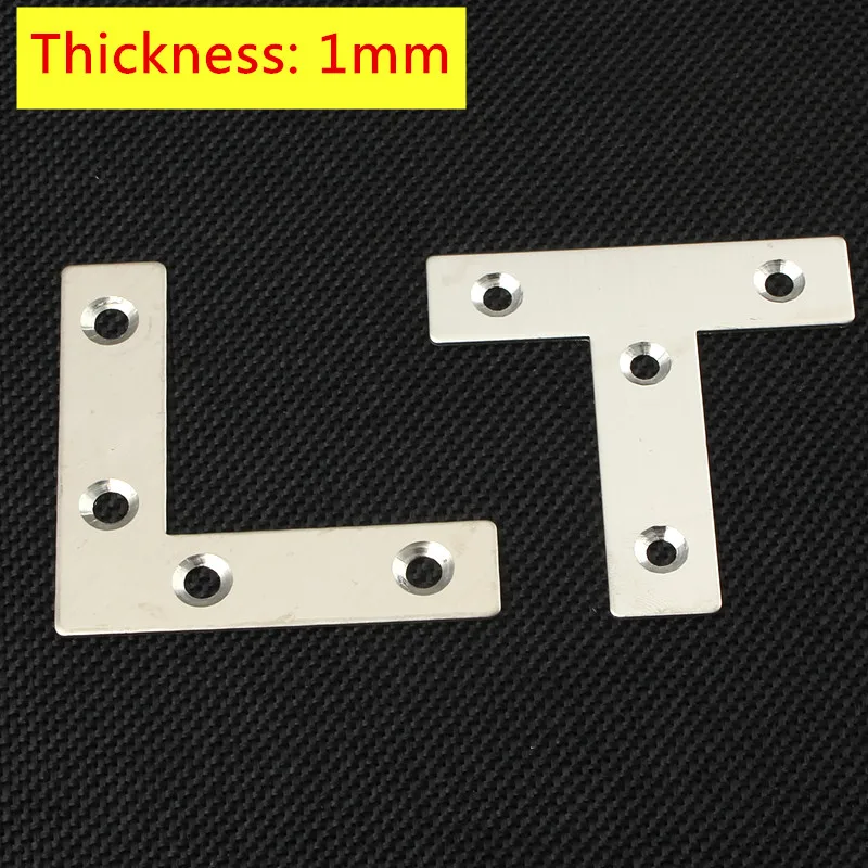

Thickness 1mm stainless steel plain angle bracket satin L T shape board support corner bracket furniture fittings Connectors