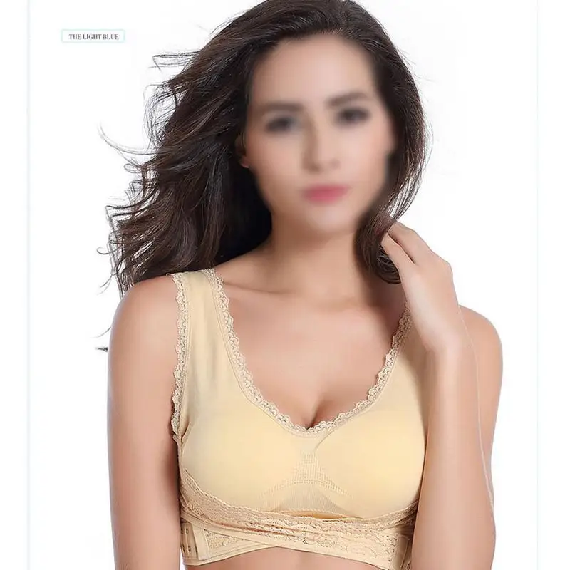 

Wireless Sports Bra Adjustment Type Push-Up Front Row Cross Side Buckle Lace Side Chest Run Woman Sport Bras