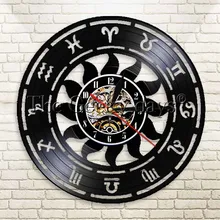 1 шт. Знак зодиака настенные художественные настенные часы минималистичные Современные Геометрические часы Виниловая пластинка астрологические декоративные часы винтажные