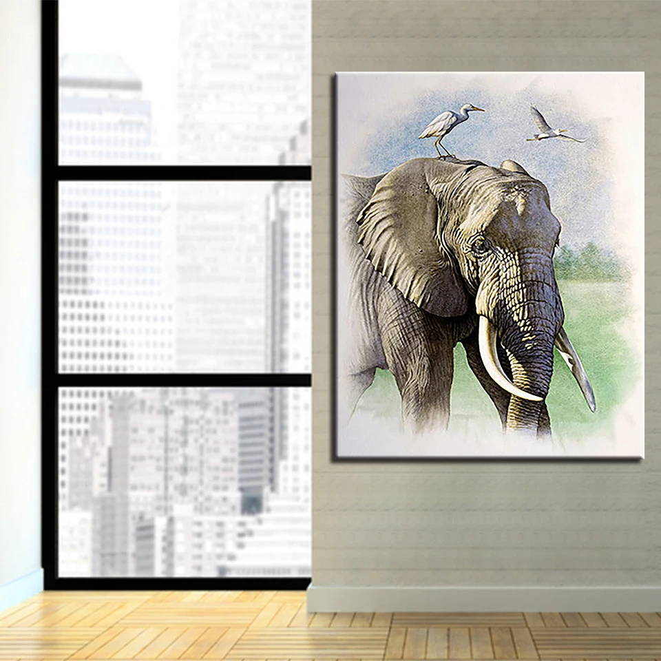 

DIY Painting By Numbers Elephant Drawing Wall Art Acrylic Hand Paint Animals Abstract Oil Pictures On Canvas Unique Home Decor