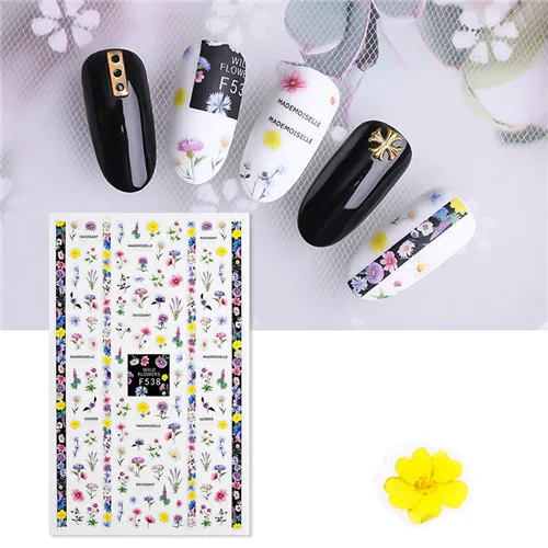 

1 Set Mixed Design New Nail Art Sticker Set Black Lace Gold Silver Glitter Flower Water Decal Slider Wraps Decor Manicure