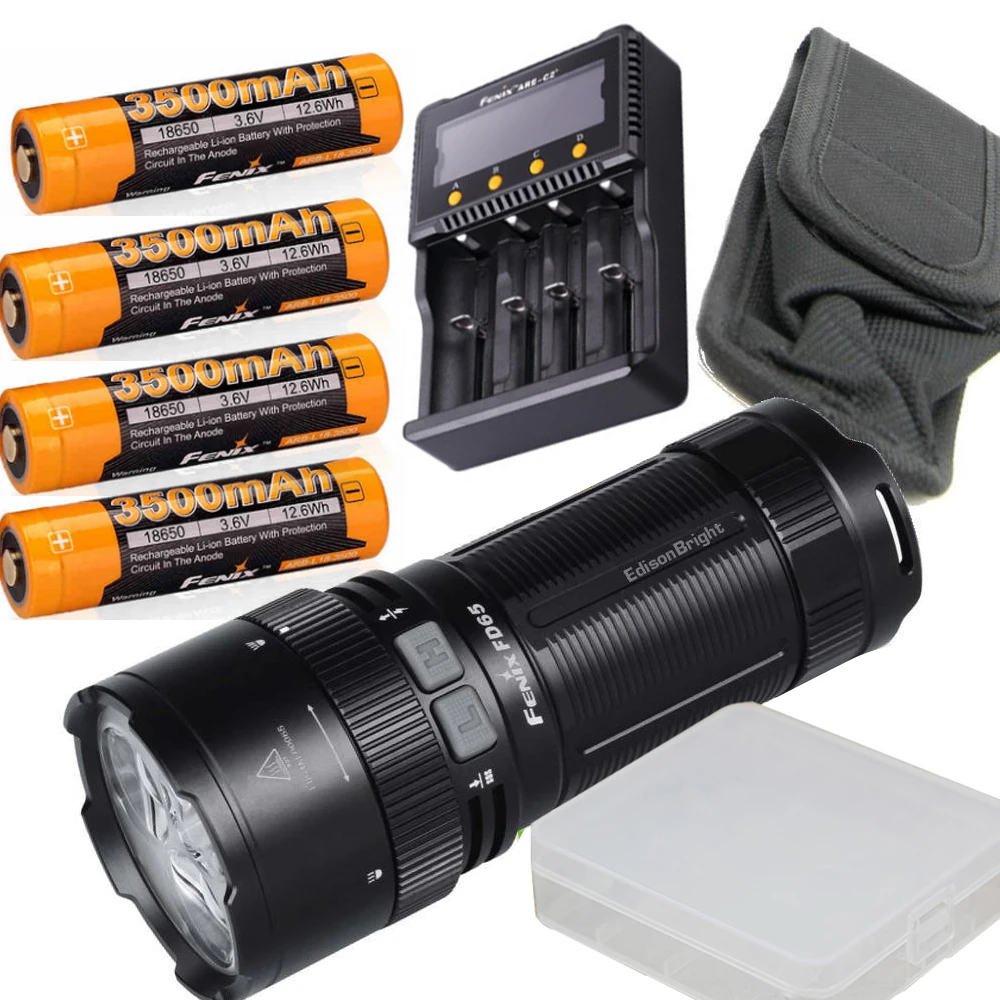 

Fenix FD65 3800 Lumens High Performance Focusable Zoomable LED Flashlight with 4 x 3500mAh Batteries and NITECORE D4 charger