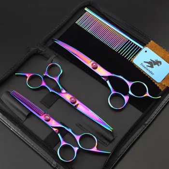 

7 INCH Pet scissors sets, Straight & Thinning & Curved scissors sets ,3PCS/package