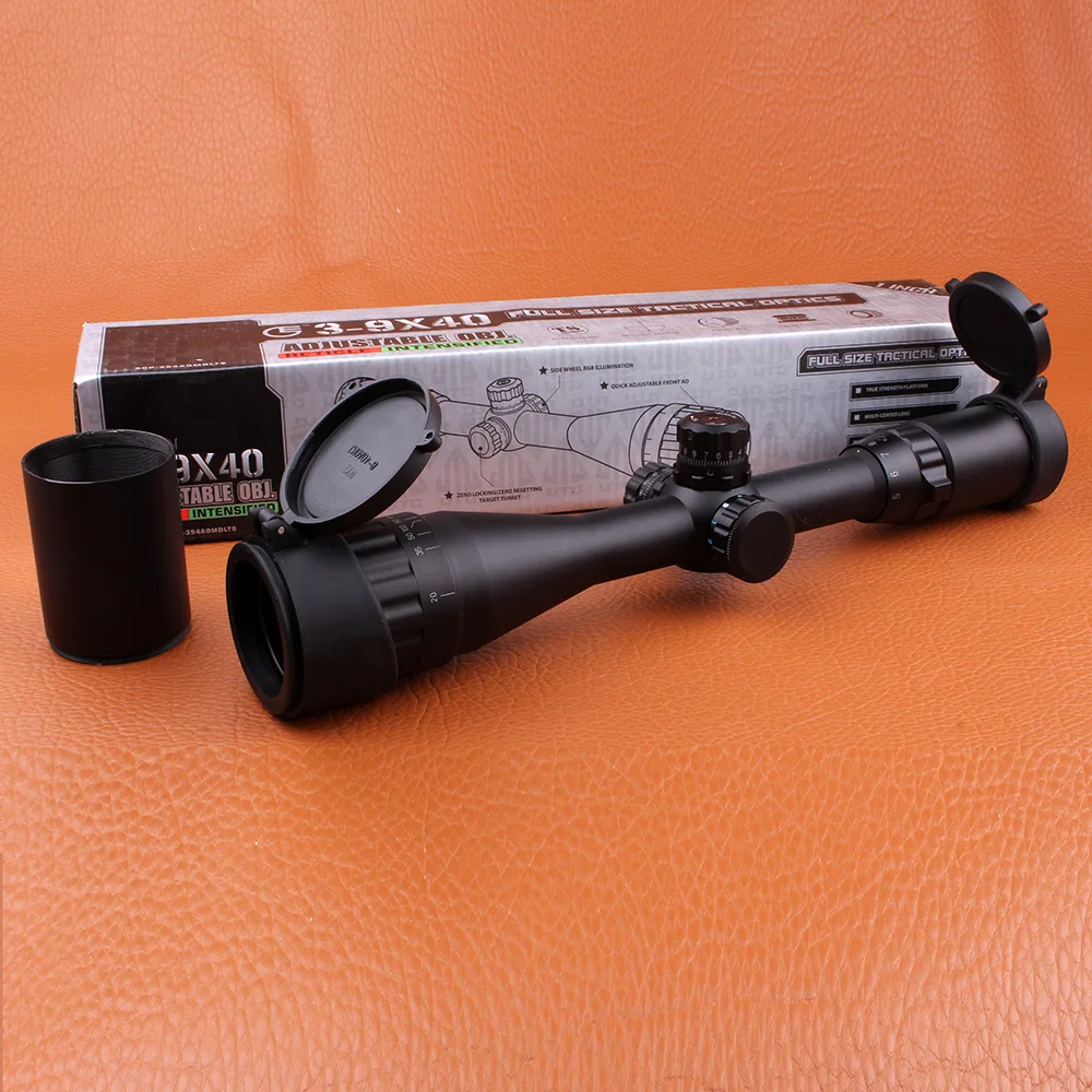 Specials Prices Hunting Equipment 3-9X40 AO Tactical optical sight Hunting RifleScopeFull Size Mil-Dot R&G llluminate for Hunter