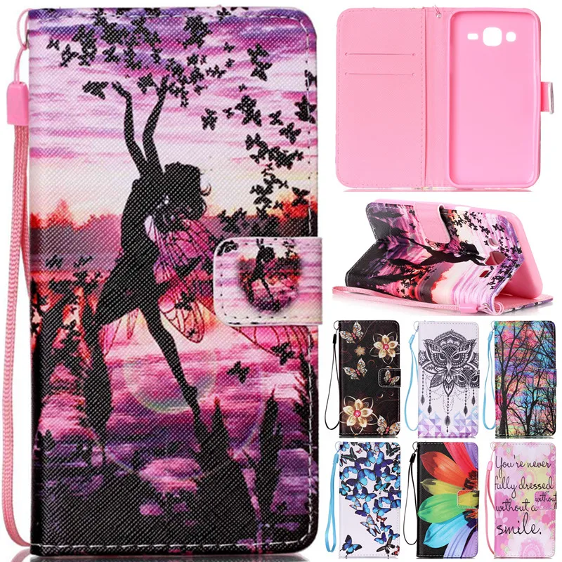 

Luxury Cute Cartoon Butterfly Girl Owl Flower Leather Wallet Flip Fundas Case For Samsung Galaxy J3 J5 2015 J300 J500 Cover Capa