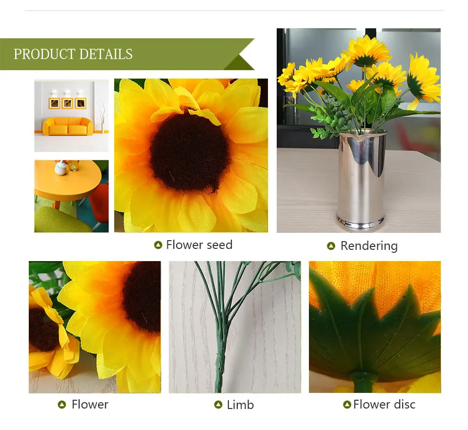 13 Heads Silk Artificial Sunflower Bouquet Fake Sunflower Flower Bouquet Daisy Table Home Room Wedding Decoration (1)