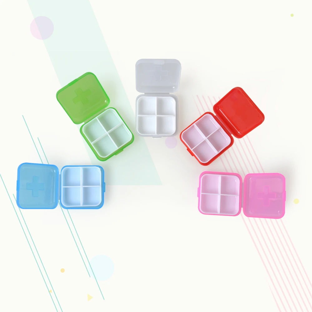 

4 Slots mini portable pill box color dispensing device travel equipment pill case Drug dispenser Packing containe medicine kit