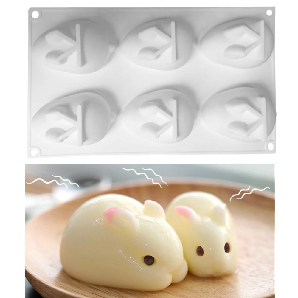

6 Hole 3D Rabbit Silicone Cake Mold Chocolate Truffle Bakeware Mousse Mould Dessert Maker Baking Pastry Decorating Accessories