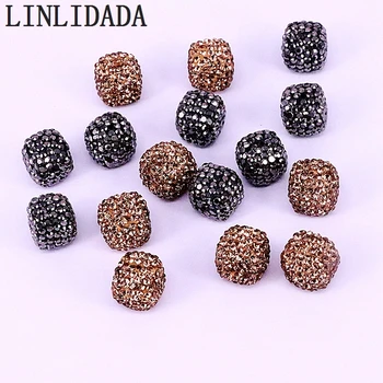 

High Quality 20Pcs Pave Golden/Black Rhinestone Cube Square Spacer Beads for DIY Making Bracelet necklace Jewelry Findings