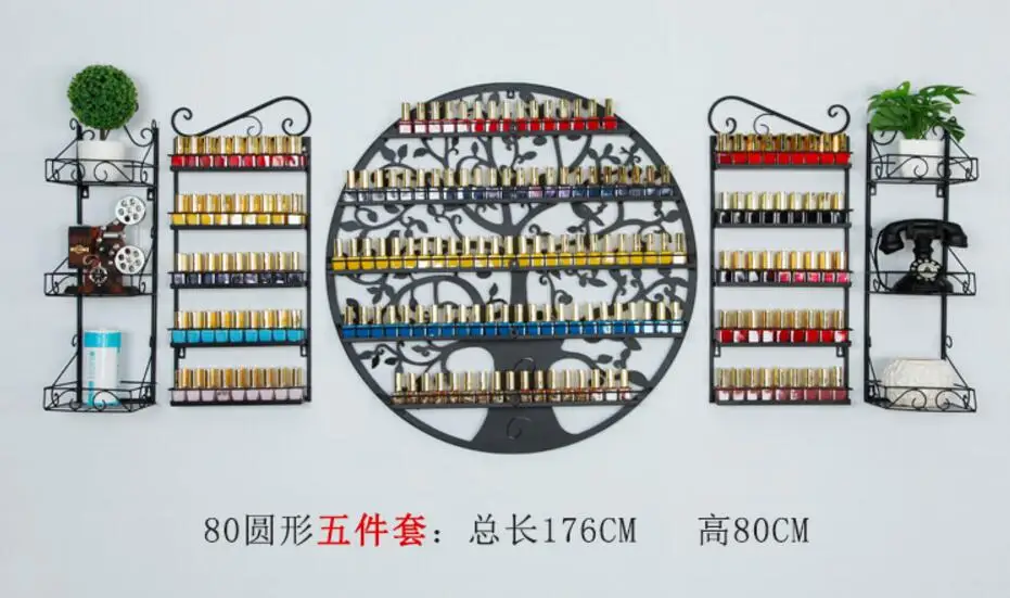 Дизайн ногтей круговой Лаки дисплей стойки Европейский шкафчик для косметики настенная полка настенный