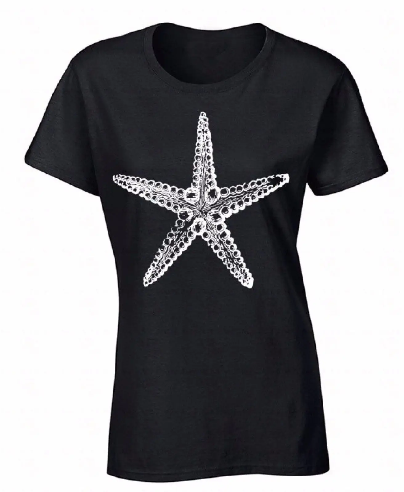 Sea Star White WOMEN T SHIRT Nautical Ocean Life Beach Starfish Tee