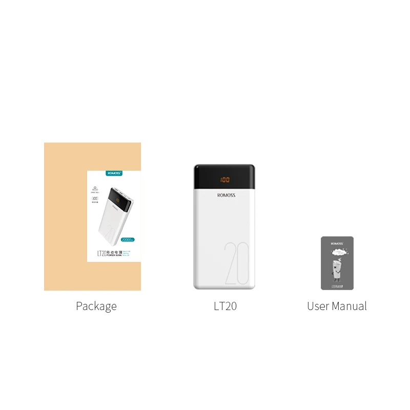 ROMOSS LT20 Power Bank 20000mAh Dual USB Portable Charger With LED Display Fast External Battery For Phones Tablet Xiaomi ROMOSS LT20 Power Bank 20000mAh Dual USB Portable Charger With LED Display Fast External Battery For Phones Tablet Xiaomi
