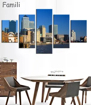 

Home Decor Frame Modern HD Printed Canvas Painting 5 Pieces Black White Wall Art Pictures London City Streetscape Poster PENGDA