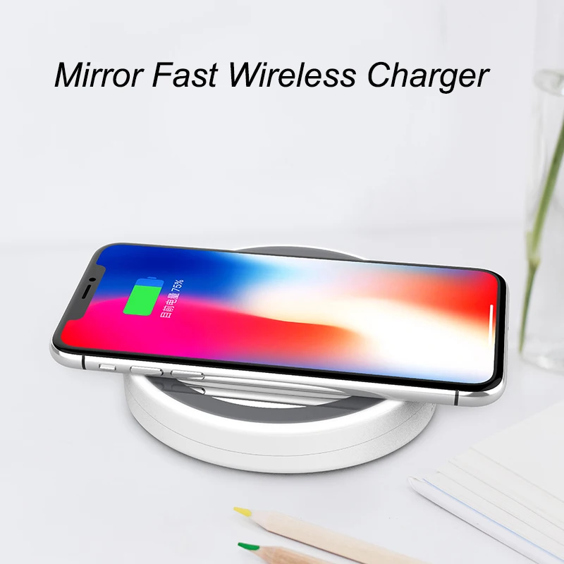 

Mirror Fast Qi Wireless Charger For Samsung S9 S8 Plus S7 edge Note 8 Type C Phone Wireless Charging Pad For iPhone X 8 Plus