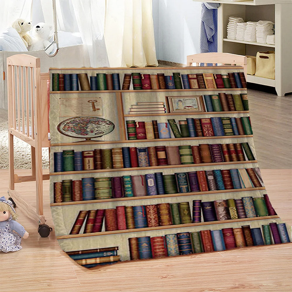 Bookcase Printing Blanket Microfiber Bohemia Plush Sherpa Fleece Throw