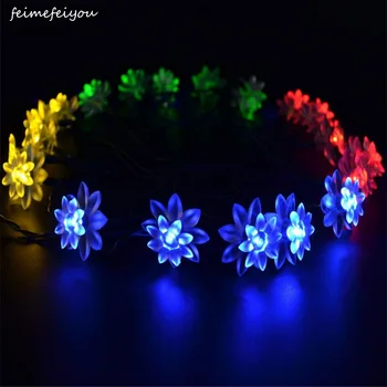 

4m/8m/10m Lotus Battery Box AC 220V String Lights Christmas Decor Lights Outdoor Festival Garden Mini Fairy Decor Lamp