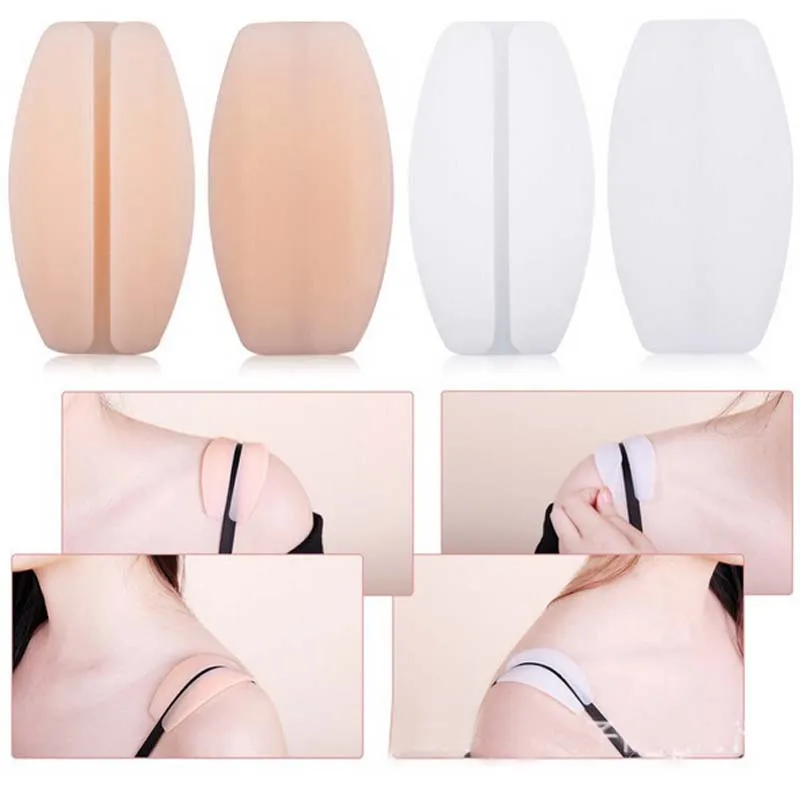

New 2PCS Soft Silicone Nude Women Bra Strap Holder Non-slip Shoulder Pads Relief Pain